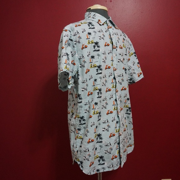 short sleeve retro style vespa button up - Picture 2 of 3